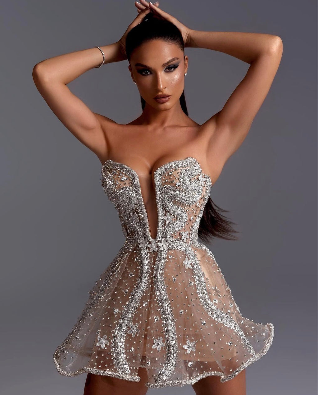 Silver Crystal Mini dress