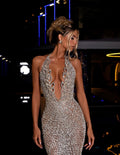Silver Crystal-Embellished Gown